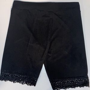 Black Mid thigh length shorts with lace